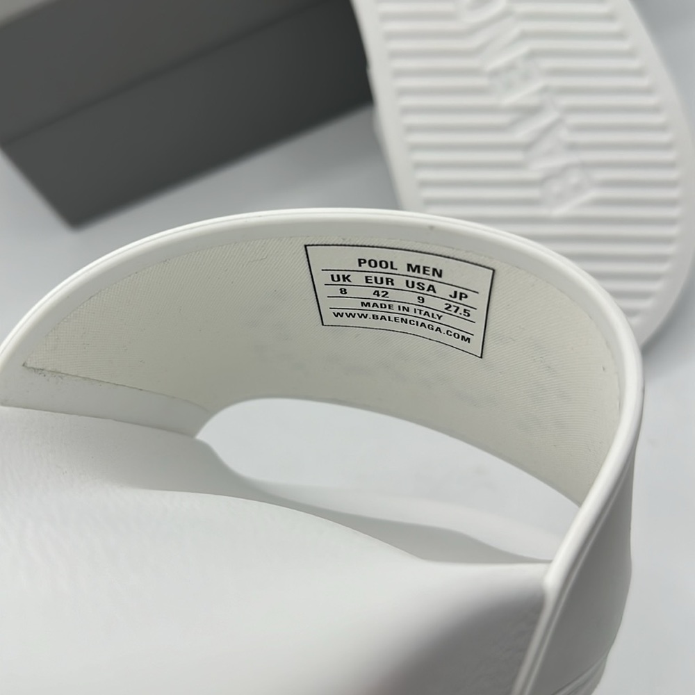 Balenciaga BB Logo Slides Sandals White Men’s Size 42 EU / 9 US NIB - Picture 7 of 8